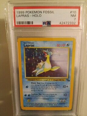 1999 POKEMON FOSSIL #10 LAPRAS-HOLO PSA 7